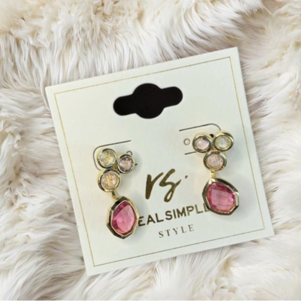 Real Simple Pink and Gold Earrings